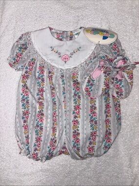 Cradle togs floral lace bubble summer floral lace romper and crib shoes nwt 6/9m